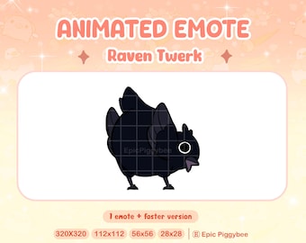 Emote animado de cuervo twerk para Twitch Discord / Lindo movimiento de trasero de cuervo kawaii / Meneo de trasero de pollo negro / Meme divertido de alerta de transmisión
