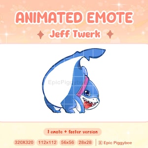 Jeff the Shark Twerk Animated Emote for Twitch Discord | Jeff Emote | Cute Kawaii Shark Stream Rival Dance Rave Meme Funny Stream Alert Fish