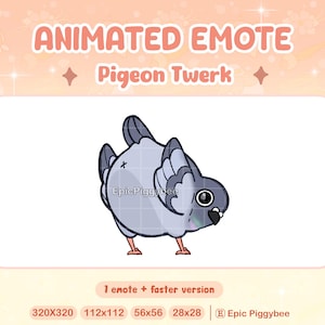 Emote animado de paloma twerk para Twitch Discord / Lindo pájaro kawaii moviendo el trasero / Meneo de trasero de pájaro cuervo pollo / Meme divertido de alerta de transmisión
