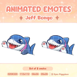 Gesto animado Bongo de Jeff the Shark para Twitch Discord / Gesto de Jeff / Lindo meme de rival de transmisión de tiburón kawaii Bongocat Alerta de transmisión divertida Pez