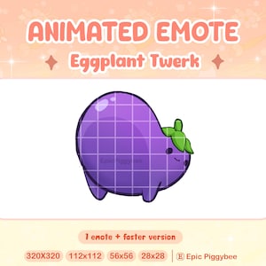 Geanimeerde Emote Aubergine Twerk voor Twitch Discord Youtube | Paarse Wiggle-bootyshake | Leuke kawaii grappige streamwaarschuwing | Party Dance Rave Vegetarisch