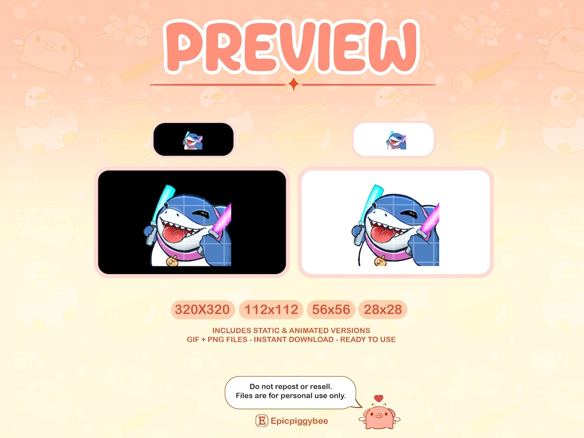 Jeff the Shark Rave Animated Emote for Twitch Discord | Jeff Emote ...