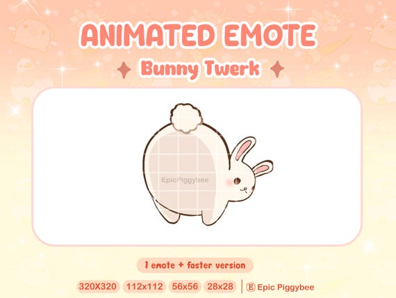 Bunny Twerk Animated Emote for Twitch Discord | Cute White Rabbit Booty Shake | Badge | Kawaii Butt Bum Wiggle Dance Funny Stream Alert Meme