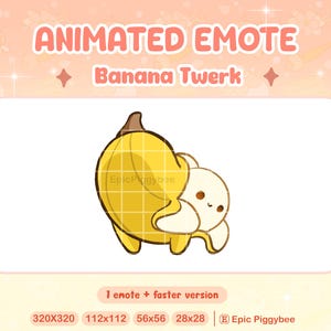Geanimeerde emote Banana Twerk voor Twitch Discord Youtube | Gele Wiggle-bootyshake | Leuke kawaii grappige streamwaarschuwing | Feestdans Rave Fruit