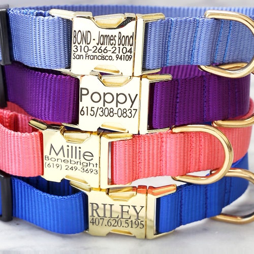 Personalized Dog Collar Leather Pet ID Collar Name Engraved Free for Dogs XS S M 
