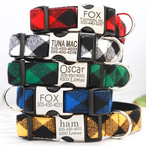 Buffalo Plaid Dog Collar | Personalized Engraved Dog Collar w/ Metal Hybrid Buckle | Winter Cozy Fall Autumn Dog Collar