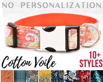 Soft Cotton Voile Dog Collars - 10 Gorgeous Modern Patterns- No Customization Included - Plain Buckle Collar - Simple Strong Dog Collar