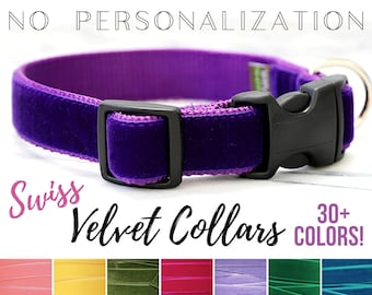 Velvet Dog Collar - 30+ Luxe Color Choices - No Customization Included - Plain Buckle Collar - Simple Strong Dog Collar - Soft Swiss Velvet