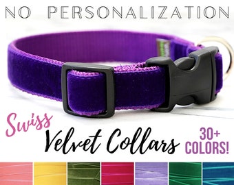 Velvet Dog Collar - 30+ Luxe Color Choices - No Customization Included - Plain Buckle Collar - Simple Strong Dog Collar - Soft Swiss Velvet