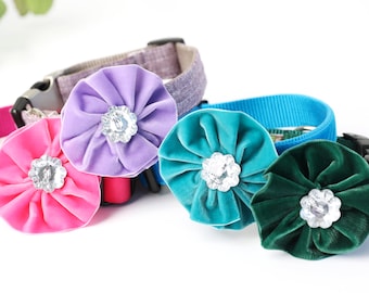 Dog Collar Flower - Beautiful Soft VELVET Dog Collar Accessory - Wedding Party Dog Flower - Special Occasion Dog Collar - Removable Flower