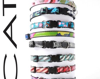 Collar para gatos - Collar BreakAway - Collares para gatitos - Collar de seguridad para gatos - Collar moderno para gatos - Collar de diseño para gatos - 8 estilos de algodón laminado