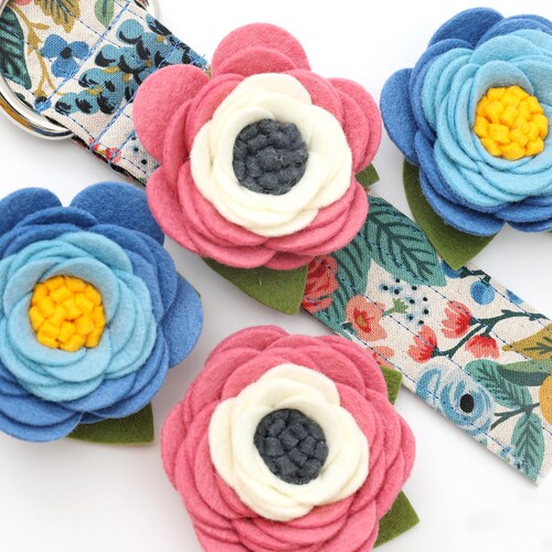 WILDFLOWER Dog Collar Flower Wool Felt Cute Dog Collar Etsy