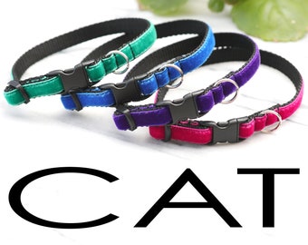 Velvet CAT Collar - BreakAway -  Kitten Collars - Cat Safety Collar - Designer 32 Colors
