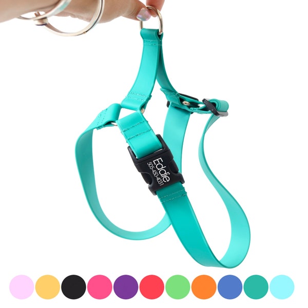 Dog Harness | Lightweight Biothane | Easy On | Waterproof Day Trip Personalized Halter | Engraved Buckle | 10+ Vibrant Colors