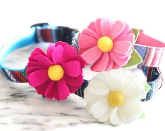 Dog Collar DAISY Flower | Wool Felt Dog Collar Attachment | Removable Cute Pet Accessory | Collar Flower