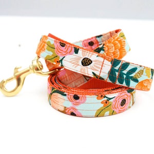 LIVELY MINT Floral Dog Leash - 4', 5' or 6' - Dreamy Magnolia Poppy Flowers Pattern - Cute Dog Lead - Strong Leash - Rifle Paper Co