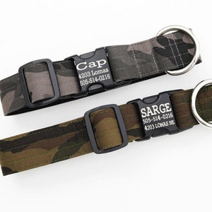 Breites 1.5" CAMO CANVAS Hundehalsband | Hundehalsband groß | Personalisierter Schließe ID Tag Dog | Jagd Armee Militär Hundehalsband