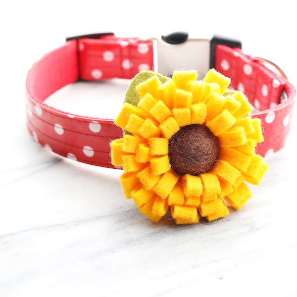 Sunflower Dog Collar Flower - Cute Dog Collar Flower - Special Occasion Party Wedding Dog Flower - Removable - Yellow Dog Collar Flower