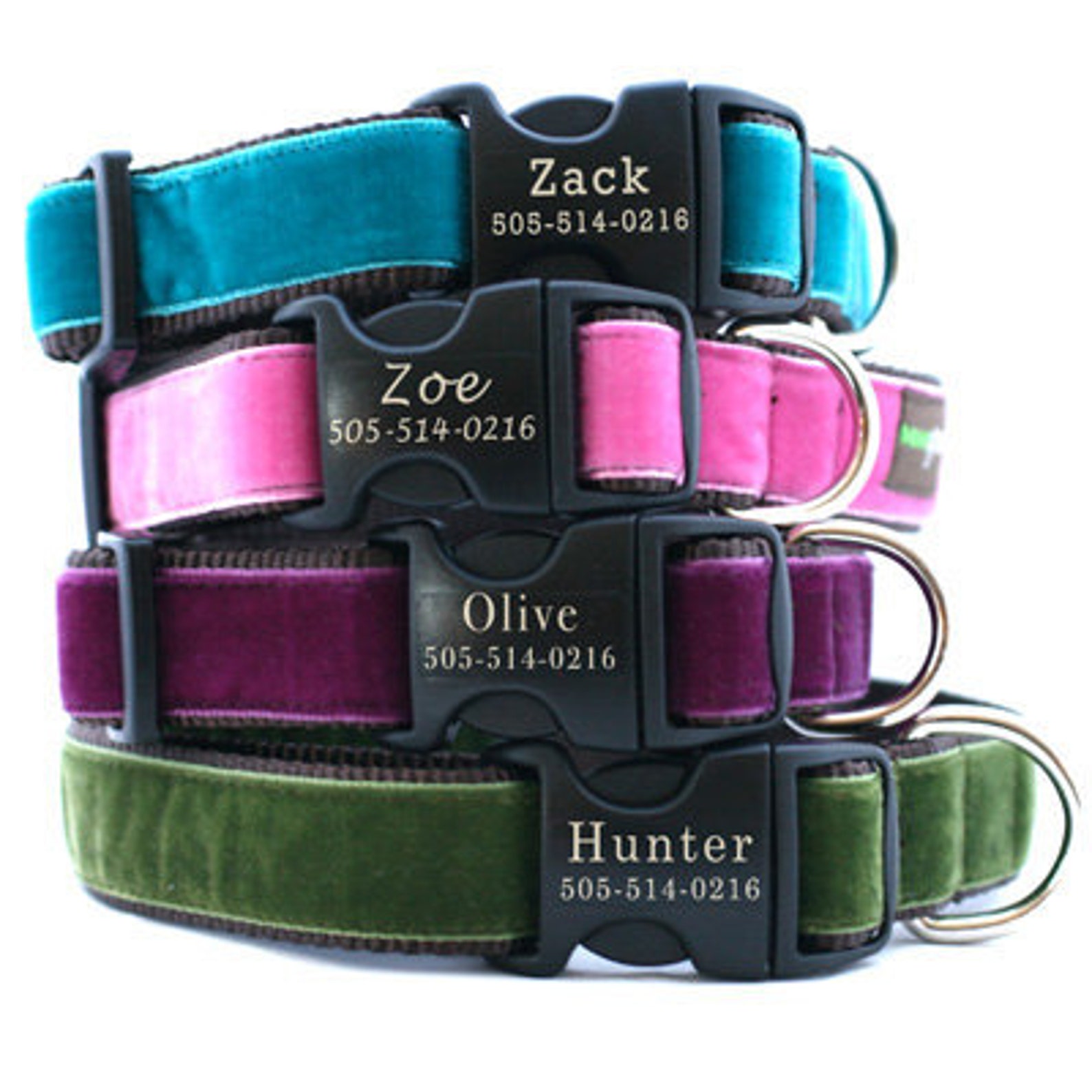 Lazer Etched Personalized Velvet Dog Collar 25 Colors Etsy