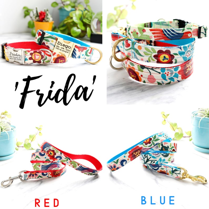 FRIDA Folksy Laminated Cotton Dog Leash 4', 5' or 6' Colorful Durable Dog Leash Cute Woodland Pattern Dog Lead image 5