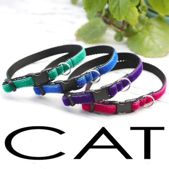 Velvet CAT Collar Breakaway Kitten Collars Cat Safety Collar Designer 32 Colors Etsy