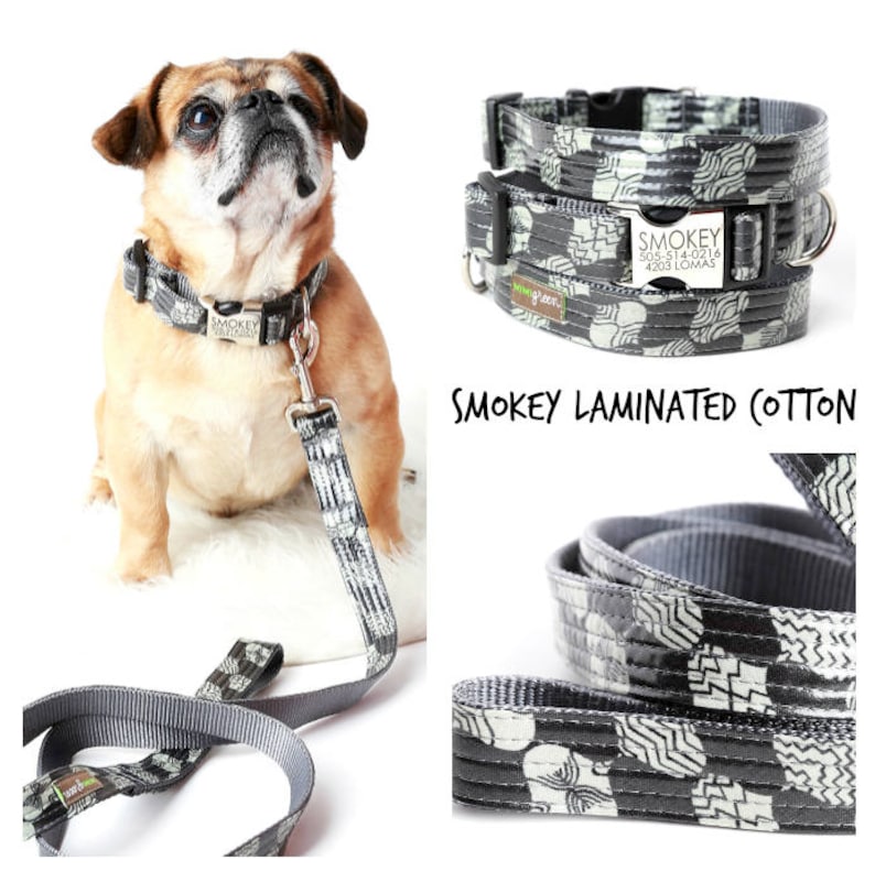 LAMINATED COTTON Dog Collar Water Resistant Cute Pattern Pet Collar Personalized Engraved Buckle Collar Easy to Clean Dog Collar image 5