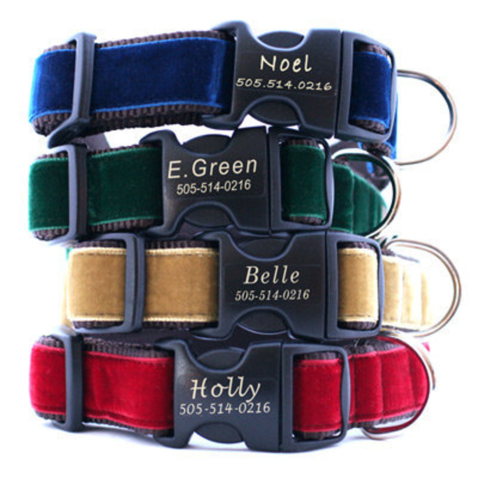 Lazer Etched Personalized Velvet Dog Collar 25 Colors Etsy