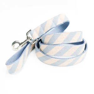 CIELO Blue Striped Cabana Dog Leash | Beach Pattern Strong Canvas |  Rifle Paper Co. Fabric Dog Lead - 4&#39;, 5&#39; or 6&#39;