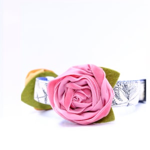 Velvet Rose Dog Collar Flower Beautiful Dog Collar Accessory Wedding Party Dog Flower Dog Collar Rose Removable Flower Primrose Pink