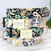 Engraved Gold Zinc Buckle Dog Collar w Rifle Paper Co. Canvas Fabric 'GOLDIE' - Personalized with 4 Colors Combos to Choose From 