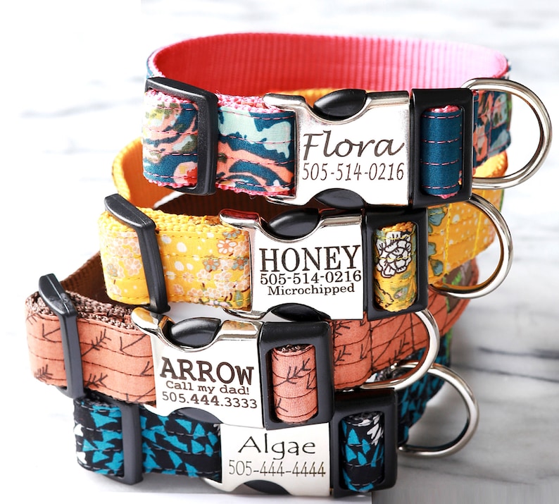 Personalized Laser Engraved Buckle Dog Collar 10 Boho Etsy Canada