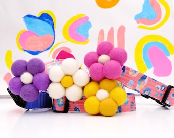 Collar de perro con burbujas y flores: fieltro de lana, un accesorio genial para mascotas