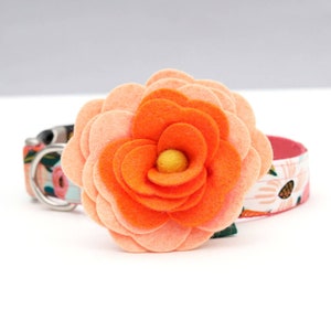 Orange Magnolia Dog Collar Flower - Cute Dog Collar Flower - Special Occasion Party Wedding Dog Flower - Removable