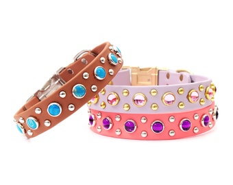 Custom Studded Waterproof Dog Collar - The ‘Durango Kid | Your Choice of Studs | 20+ Colors of Waterproof | Stinkproof Durable Gem Collar