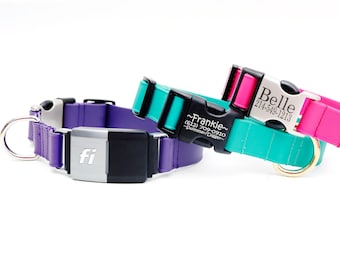 Fi Compatible Lightweight Biothane Waterproof Dog Collar with Engraved Buckle| 11 colors |Safety GPS Tracker Band | Dog ID |Series 2 or 3/3+