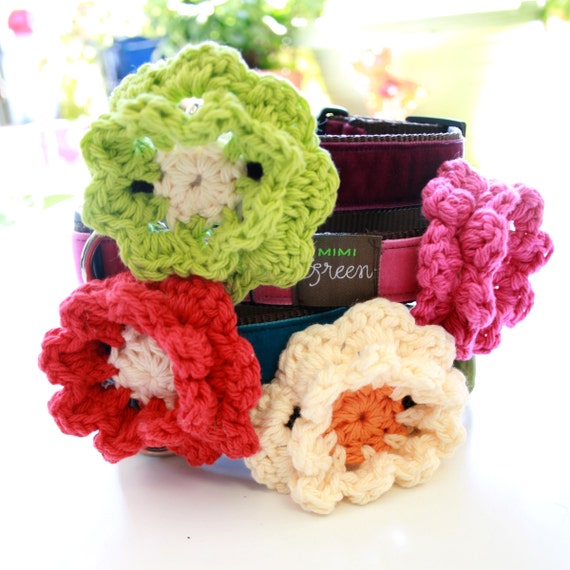 Dog Collar Flower Hand Crochet Accessory Cute Dog Collar Etsy