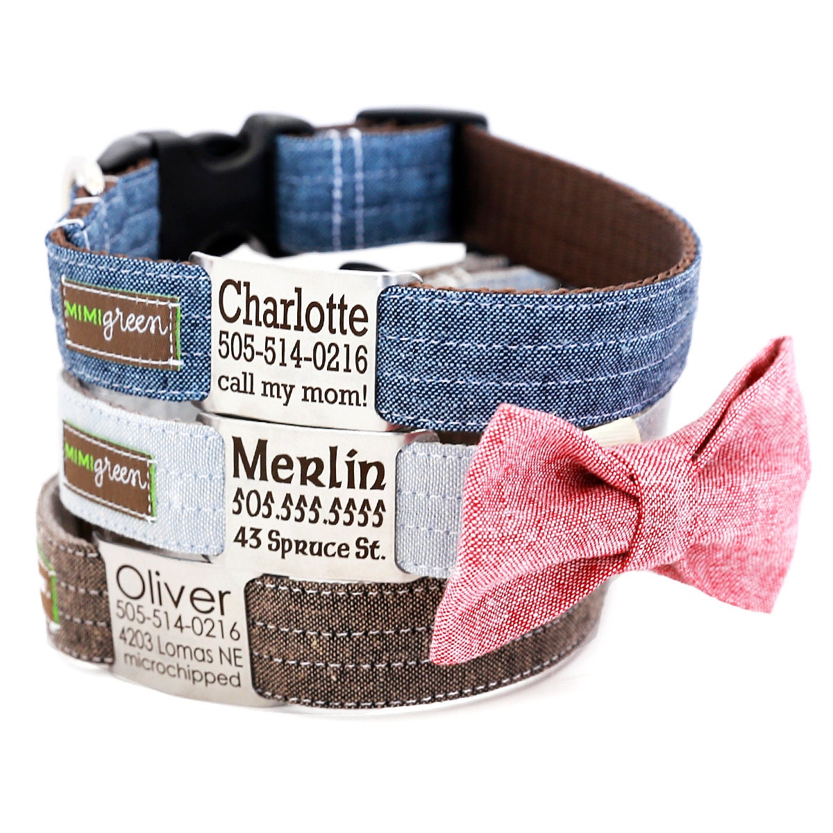 Personalized Name Plate Dog Collar Linen Dog Collar with Etsy