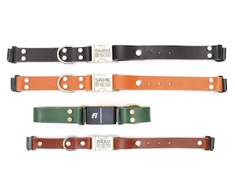 Fi Compatible Leather Dog Collar: Engraved Buckle, GPS Tracker, Handmade in USA, Series 3/3+