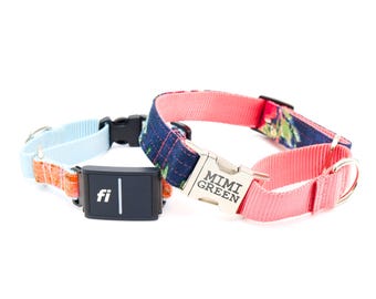 Collar Martingale para perros compatible con Flannel Fi con hebilla de liberación rápida: hebilla grabada, serie 3/3+