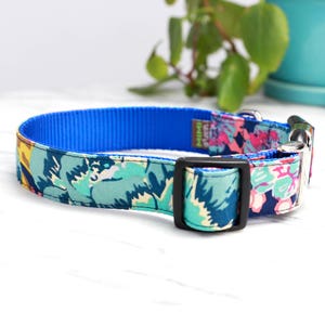Floral Custom Dog Collar ELLA Personalized Laser Engraved Buckle Dog Collar With Name 4 Colors USA Handmade Flowers Girly Dog Collar image 4