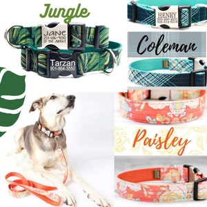 Personalized Laser Engraved Buckle Dog Collar 10 Boho Cotton Voile styles to choose from image 3