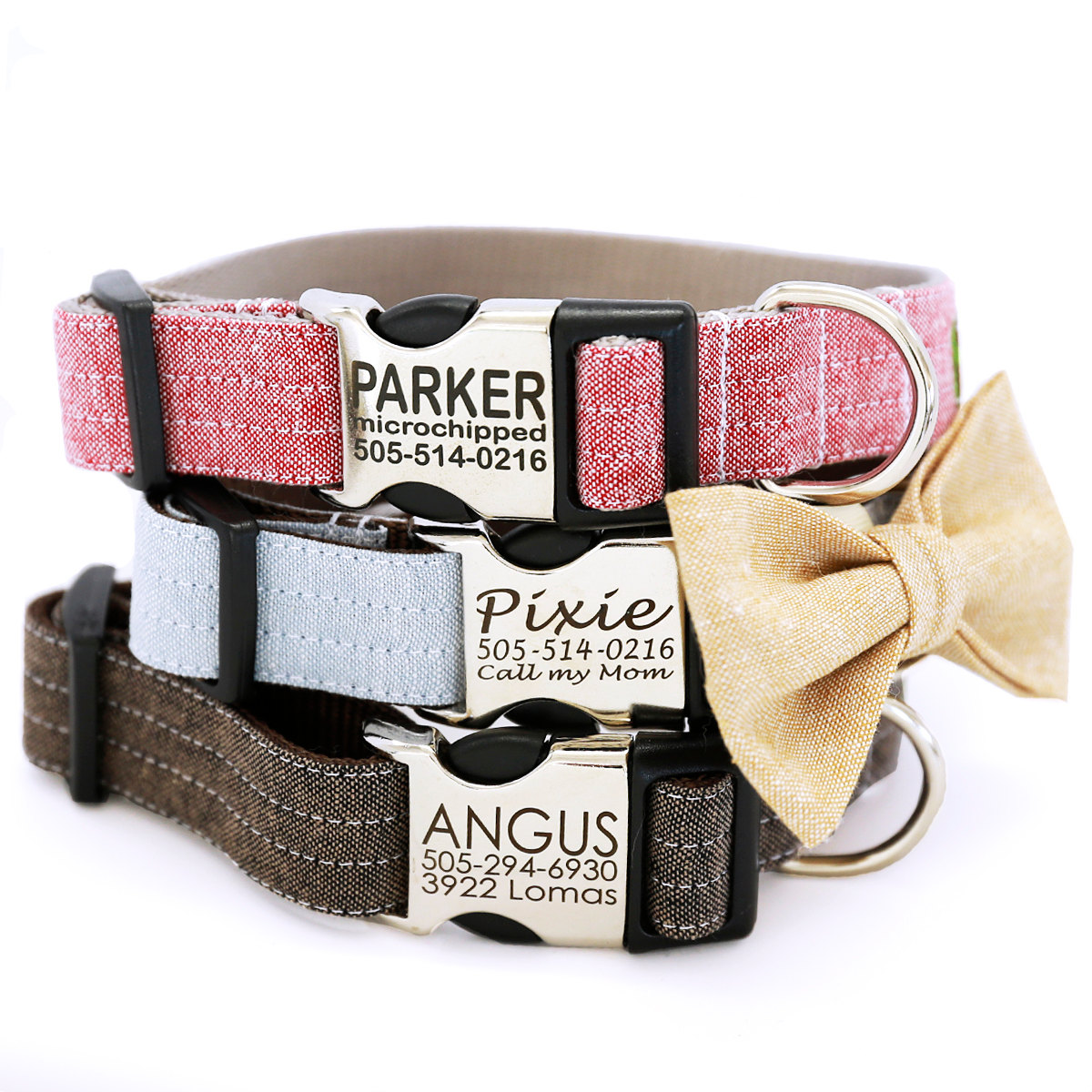 Personalized Engraved Metal Buckle Linen Dog Collar with Etsy
