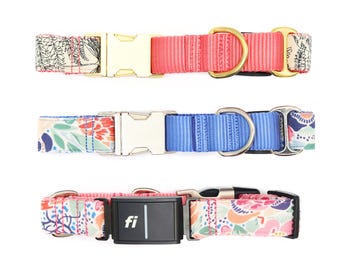 Collar Martingala compatible con Fi con hebilla de liberación rápida / Serie 3 / 3+ / 18 estilos de collar de lona para perros / Martingala Fi / Hebilla de identificación grabada