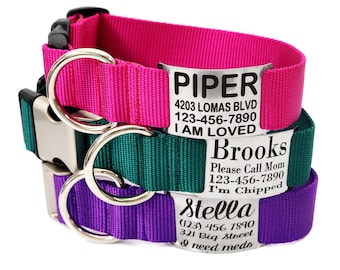 1.5" Nylon Dog Collar: Personalized Name Plate, Large Breed