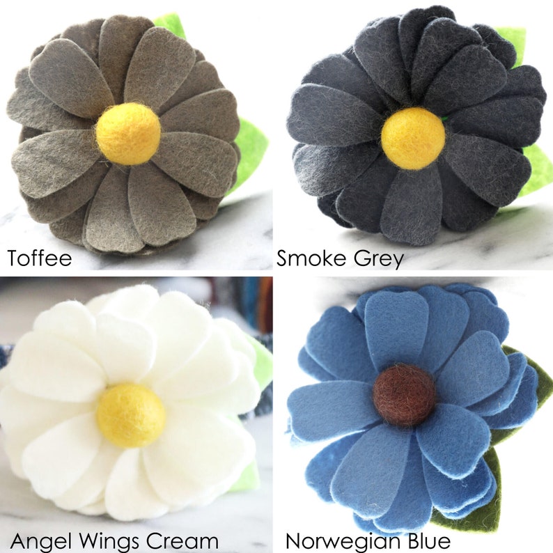 Dog Collar DAISY Flower Wool Felt Dog Collar Attachment Removable Cute Pet Accessory Collar Flower image 8