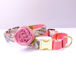 Velvet Rose Dog Collar Flower Beautiful Dog Collar Accessory Wedding Party Dog Flower Dog Collar Rose Removable Flower image 5