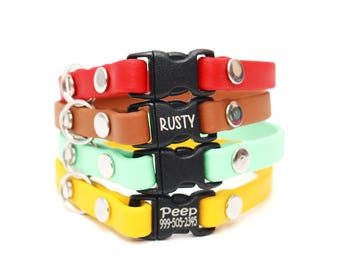 Waterproof Biothane Cat Collar: Personalized Engraved Breakaway Collar, 3/8" Width