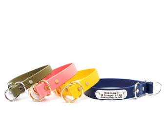 Wasserdichtes Biothane Hundehalsband mit Gravur, stinkfreies Trainingshalsband