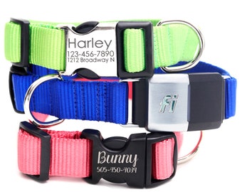 Fi Compatible Nylon Webbing Dog Collar | 27  vibrant colors  | Safety GPS Tracker Collar Band | Personalized Engraving | Series 2 or 3 / 3+