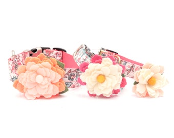 Water Lily Dog Collar Flower - 3 Color Varieties - Wool Felt - Party or Wedding Pet Accessory